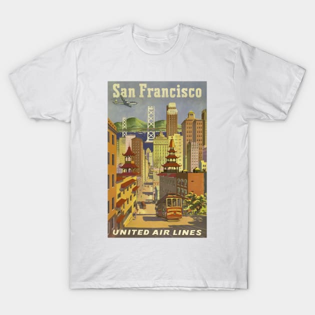 Vintage Poster San Francisco Airlines T-Shirt by Yaelledark